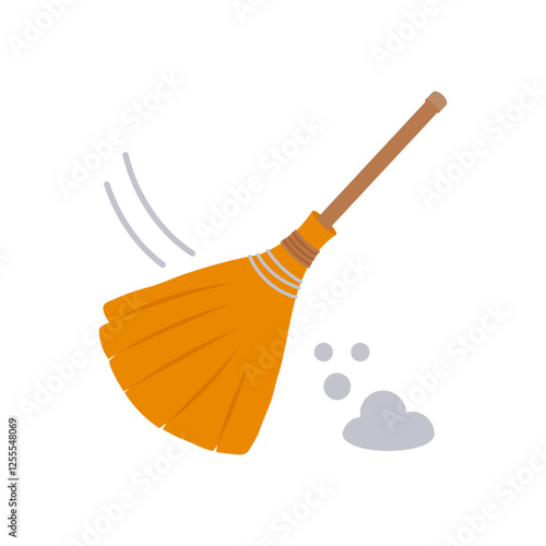 Broom , Autumn Isolated Vector Illustration