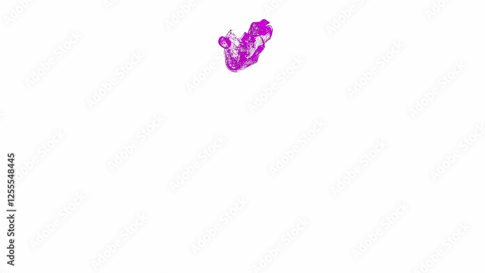Blurry purple Particles and Sparkles Moving in slow motion shot of Particle Fluid isolated on white background. Abstract paint drops mixing in water. Blurry purple Particles and Sparkles Moving in slow motion shot of Particle Fluid isolated on white background. Abstract paint drops mixing in water.