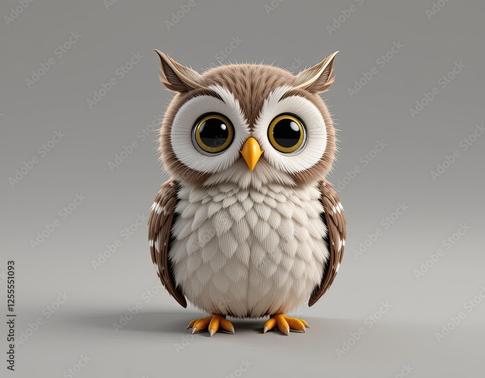 Obraz premium A beautiful cute blue owl. 3d render