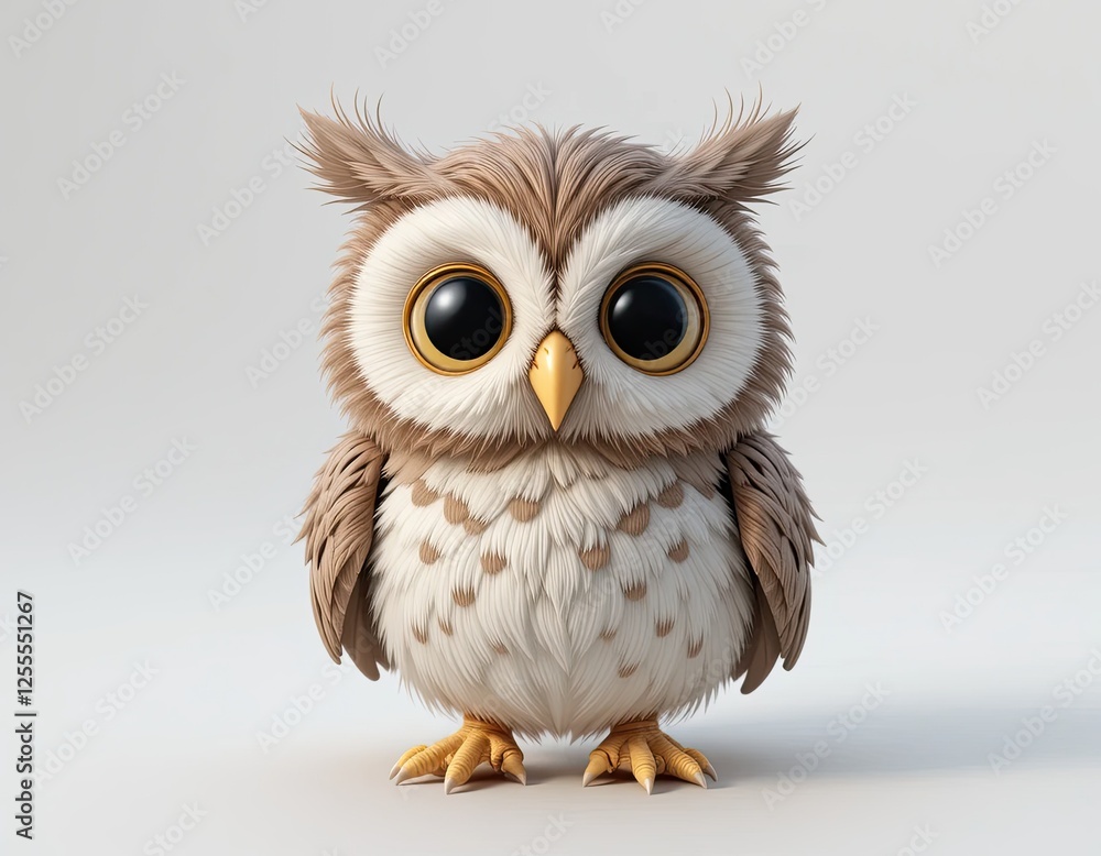 Naklejka premium A beautiful cute blue owl. 3d render