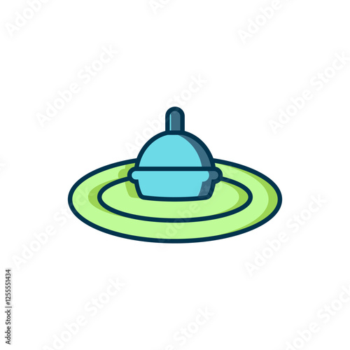 Filled outline Fishing float in water icon isolated on white background. Fishing tackle. Flat filled outline style with shadow. Vector