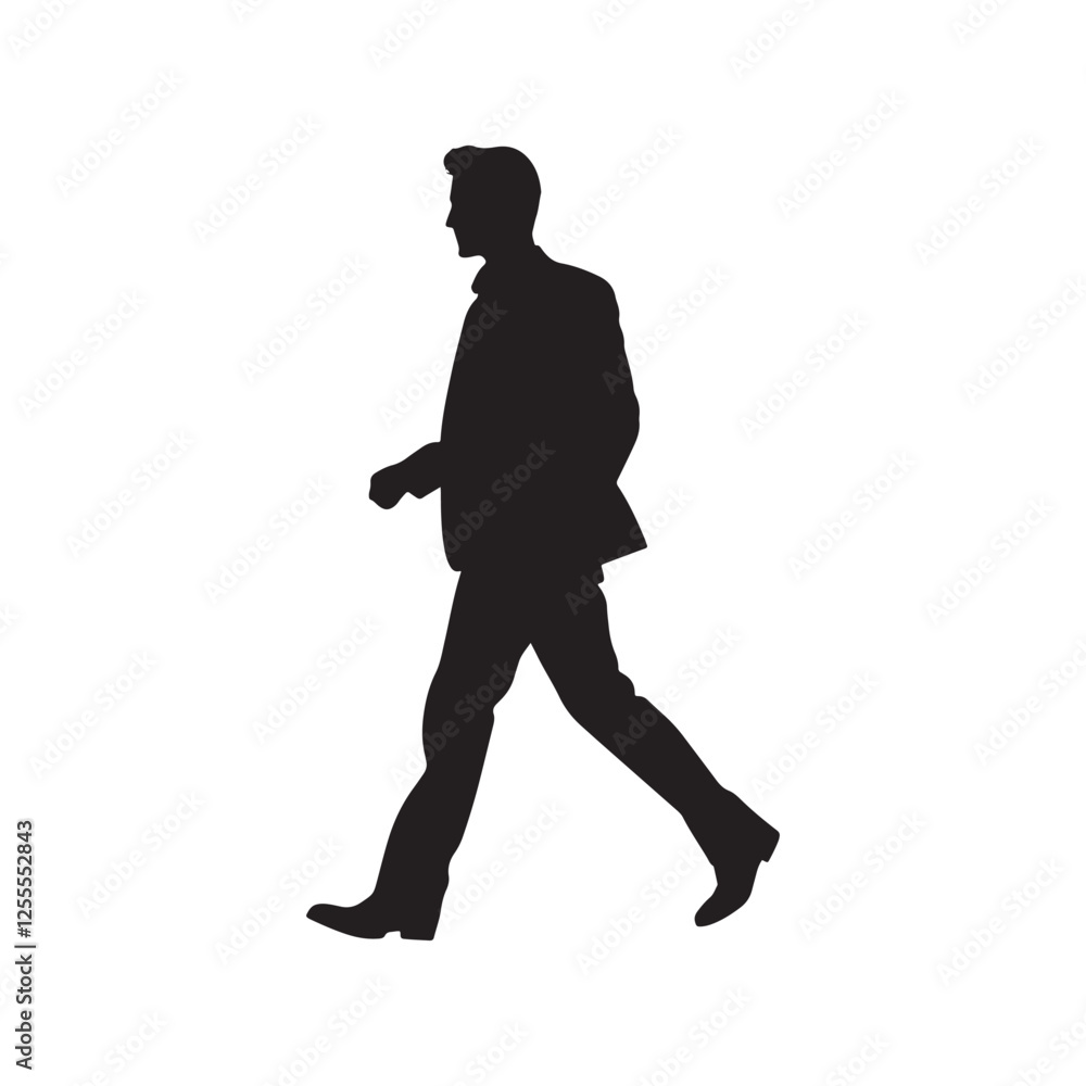 Modern Flat Design Silhouette of a Man in Suit on White Background Modern Flat Design Silhouette of a Man in Suit on White Background