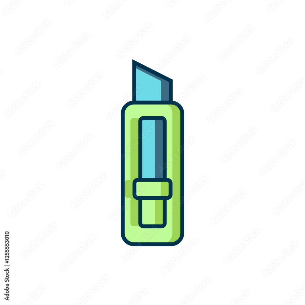 Filled outline Stationery knife icon isolated on white background. Office paper cutter. Flat filled outline style with shadow. Vector Filled outline Stationery knife icon isolated on white background. Office paper cutter. Flat filled outline style with shadow. Vector