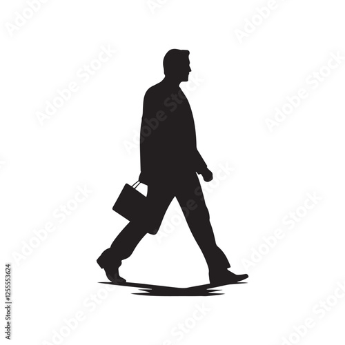 Modern Flat Design Silhouette of a Man in Suit on White Background