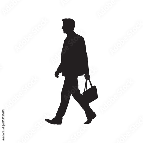 Modern Flat Design Silhouette of a Man in Suit on White Background