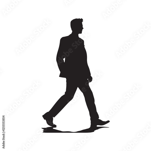 Modern Flat Design Silhouette of a Man in Suit on White Background