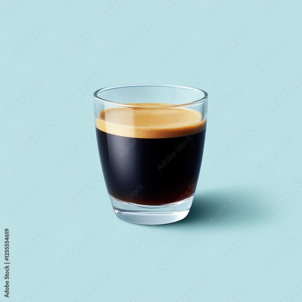 Espresso shot in glass, blue background, cafe setting, for menu (1) Espresso shot in glass, blue background, cafe setting, for menu (1)
