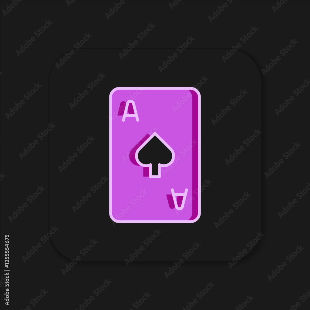 Filled outline Playing card with spades symbol icon isolated on black background. Casino gambling. Flat filled outline style with shadow. Vector Filled outline Playing card with spades symbol icon isolated on black background. Casino gambling. Flat filled outline style with shadow. Vector