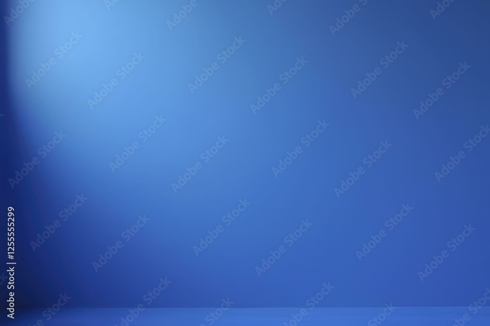 Fototapeta premium Monochromatic Blue Wall With Smooth Gradient And Soft Lighting