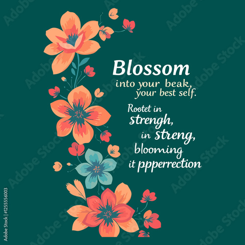 Blossom into Your Best Self Floral Typography design for T-shirt.