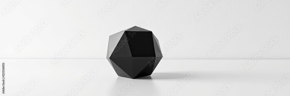 Abstract Black Geometric Shape Icosahedron Minimalist Design 3D Render Modern Art Abstract Black Geometric Shape Icosahedron Minimalist Design 3D Render Modern Art