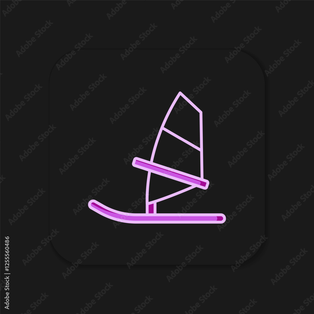 Filled outline Windsurfing icon isolated on black background. Flat filled outline style with shadow. Vector Filled outline Windsurfing icon isolated on black background. Flat filled outline style with shadow. Vector