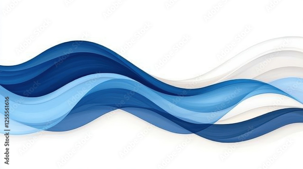 Naklejka premium Abstract flowing waves of blue and white colors creating a serene background design pattern
