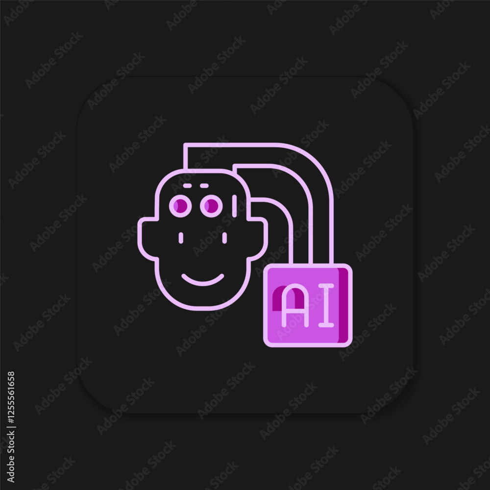 Filled outline Humanoid robot icon isolated on black background. Artificial intelligence, machine learning, cloud computing. Flat filled outline style with shadow. Vector Filled outline Humanoid robot icon isolated on black background. Artificial intelligence, machine learning, cloud computing. Flat filled outline style with shadow. Vector