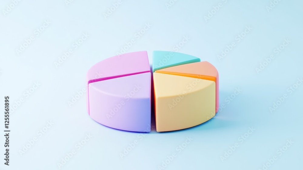 Obraz premium Pastel Pie Chart on Light Blue Background
