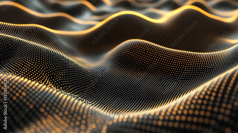 Naklejka premium Abstract gold wave data flow