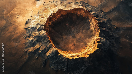 Wallpaper Mural 薄明かりに浮かぶ洞窟内の岩のクレーターを俯瞰で捉えた壮大な光景 Torontodigital.ca