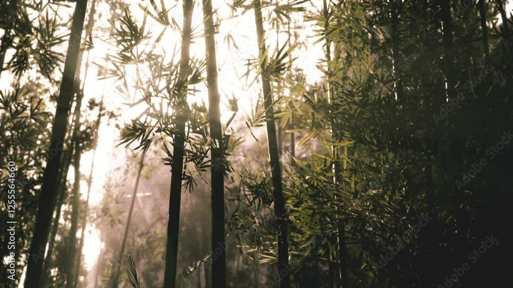 Sunlight shines softly through tall bamboo stalks, creating a serene atmosphere in the forest. The greenery glows beautifully, enhancing the tranquility of the early morning. Sunlight shines softly through tall bamboo stalks, creating a serene atmosphere in the forest. The greenery glows beautifully, enhancing the tranquility of the early morning.