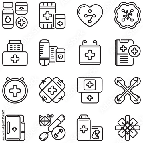 Medical and medicine line icons collection. Thin outline icons pack. UI icon collection. Set of line web pictogram