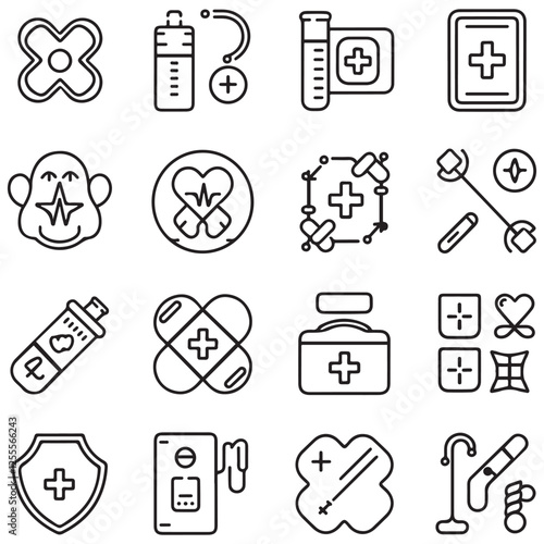Medical and medicine line icons collection. Thin outline icons pack. UI icon collection. Set of line web pictogram