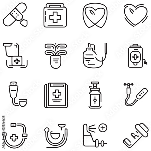 Medical and medicine line icons collection. Thin outline icons pack. UI icon collection. Set of line web pictogram