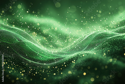 Abstract green particle wave background for digital art projects