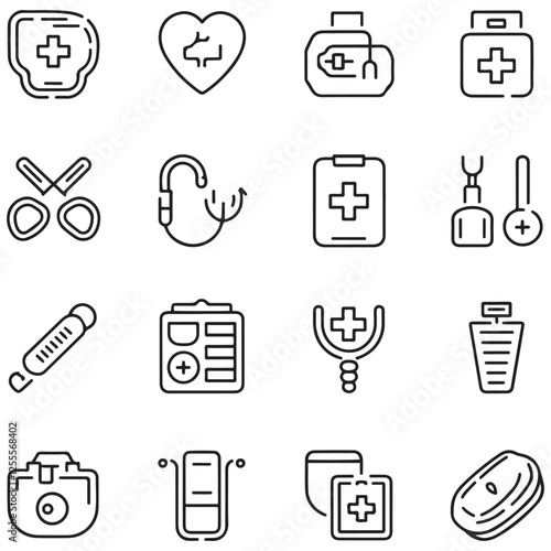 Medical and medicine line icons collection. Thin outline icons pack. UI icon collection. Set of line web pictogram
