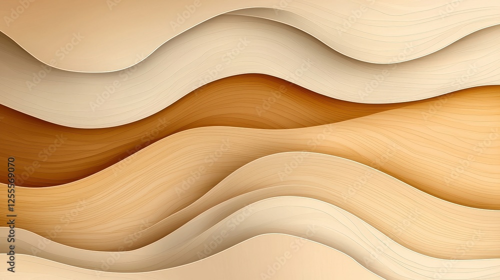 Obraz premium Elegant Wavy Background in Soft Earth Tones with Subtle Texture and Flowing Shapes