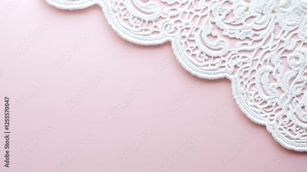 Obraz premium White Lace Border on Pink Background