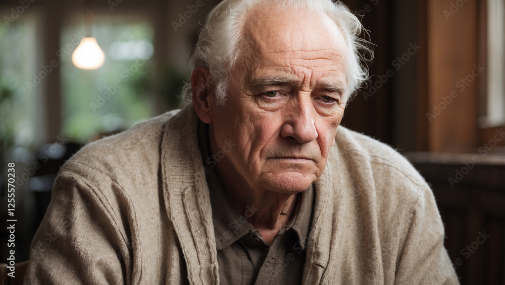 Elderly Man in Reflection: A Portrait of Life's Challenges Elderly Man in Reflection: A Portrait of Life's Challenges