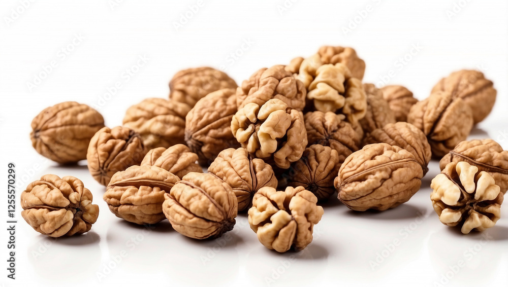 Nutritious Walnut Kernels Isolated on White Background for Healthy Eating Nutritious Walnut Kernels Isolated on White Background for Healthy Eating