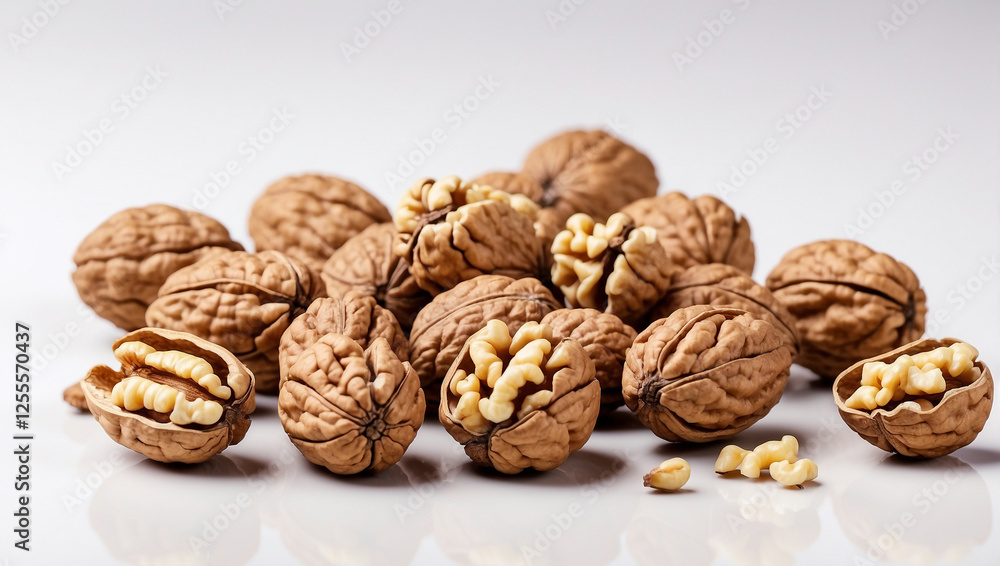 Delicious Walnut Kernels Isolated on White Background for Healthy Snacking Delicious Walnut Kernels Isolated on White Background for Healthy Snacking