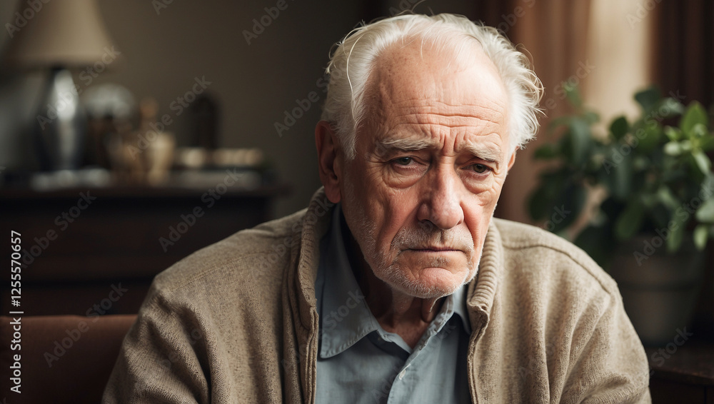 Depressed Elderly Man Reflecting on Life's Challenges and Emotions Depressed Elderly Man Reflecting on Life's Challenges and Emotions
