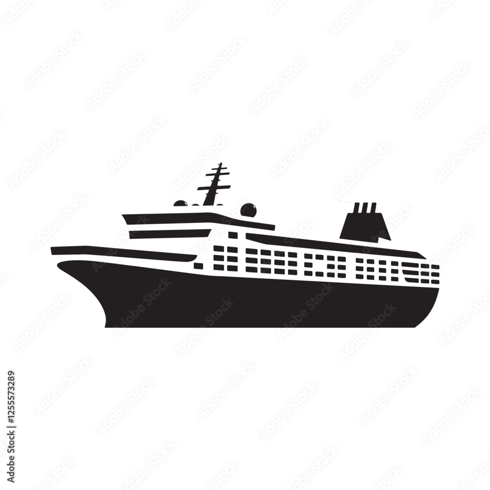 vector of black silhouette of Cruise ship vector of black silhouette of Cruise ship