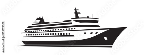 vector of black silhouette of Cruise ship