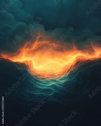 Wallpaper Mural A mesmerizing scene of a luminous energy surge, the surface rippling outward in glowing, golden Torontodigital.ca