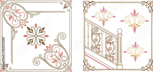 Vintage elegant ornament divider and frames collection set vector illustration