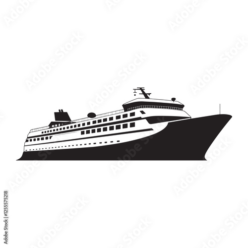 vector of black silhouette of Cruise ship