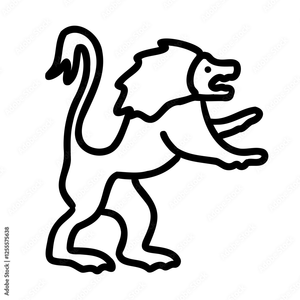 Naklejka premium Lion animal logo in cartoon doodle style. Vector illustration isolated on white background.