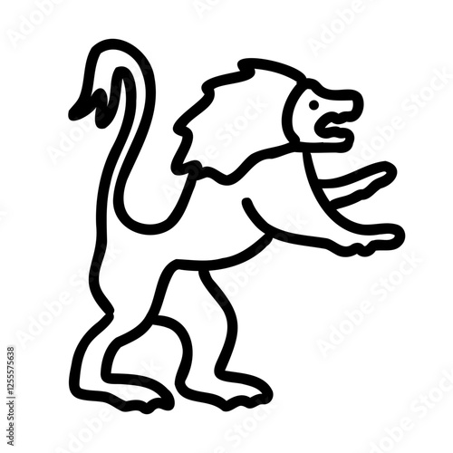 Lion animal logo in cartoon doodle style. Vector illustration isolated on white background.