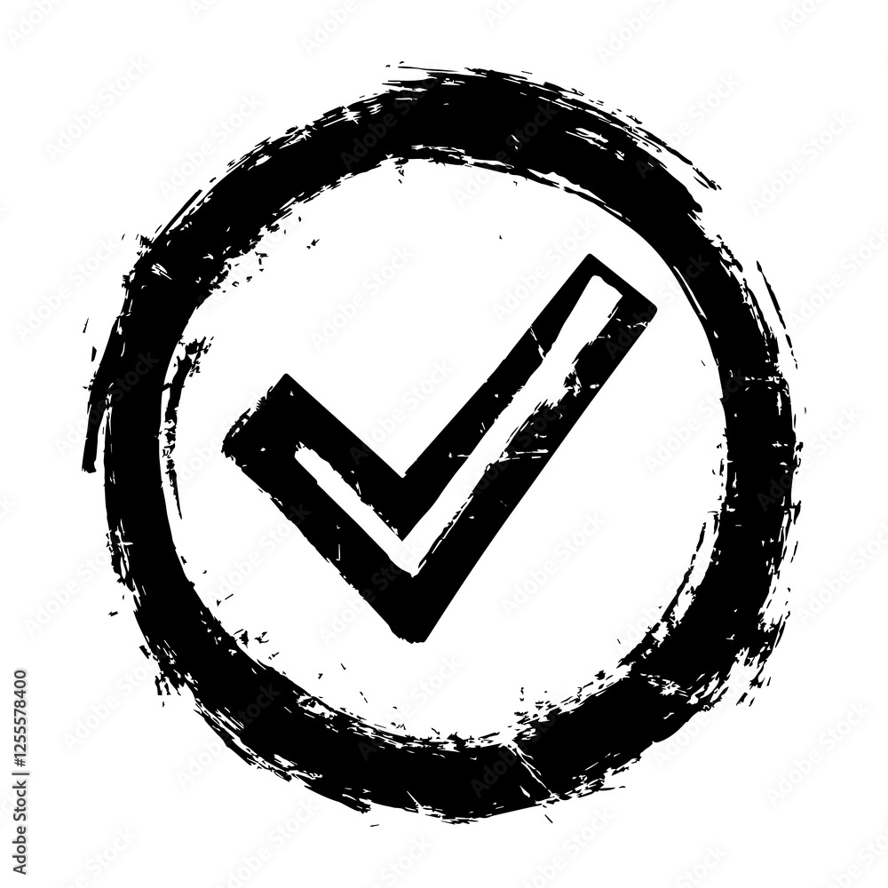 Black and White Grunge Tick Sign Vector - Distressed Tick Sign Black and White Grunge Tick Sign Vector - Distressed Tick Sign