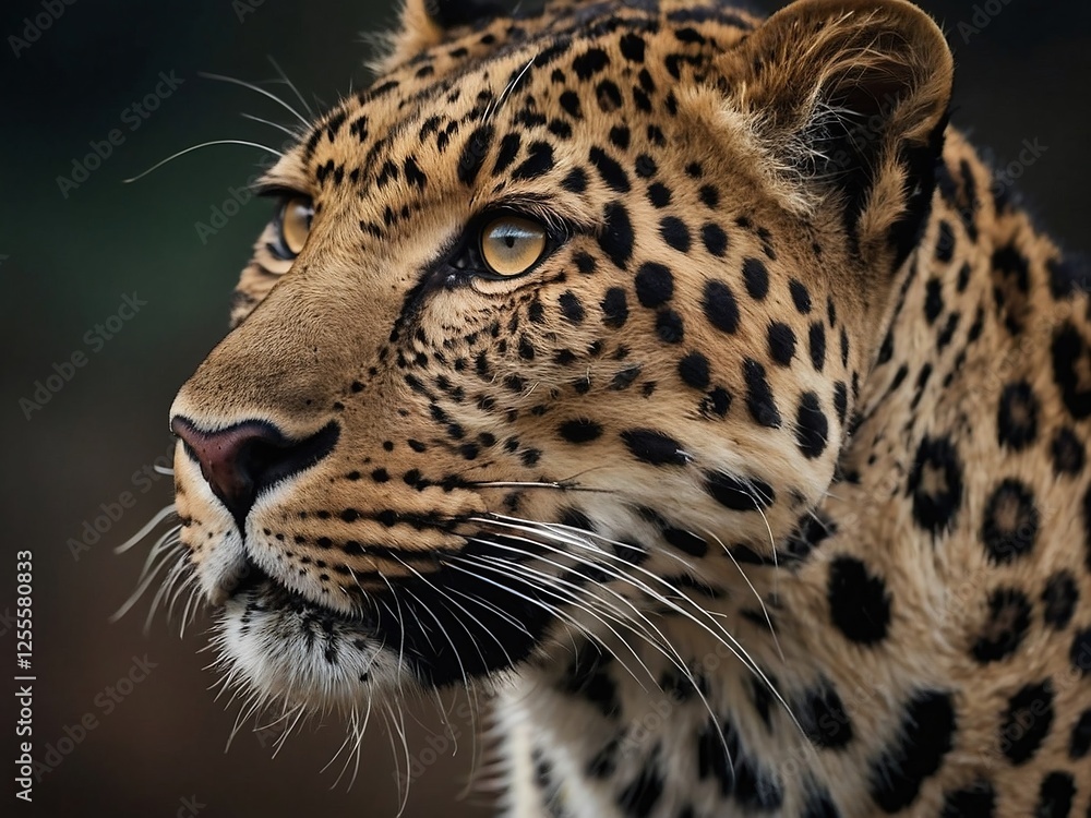 Naklejka premium Majestic Leopard Close-Up in Tropical Habitat Showcasing Natural Beauty and Striking Features