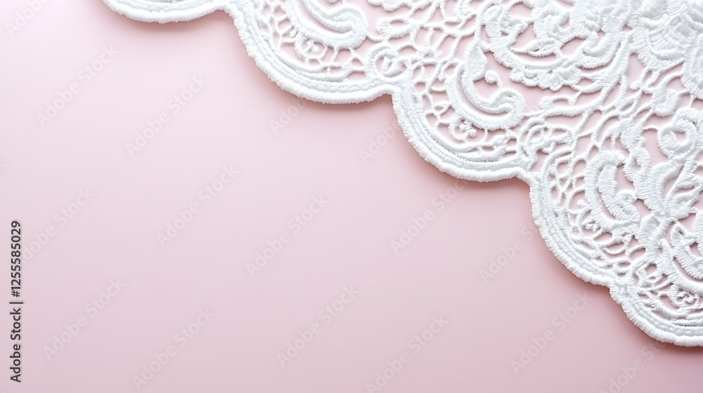 Obraz premium White Lace Border on Pink Background