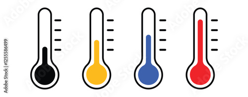 thermometer icon set. Weather Sign. Three vector thermometer showing the temperature. Warm cold Symbol - stock vector
