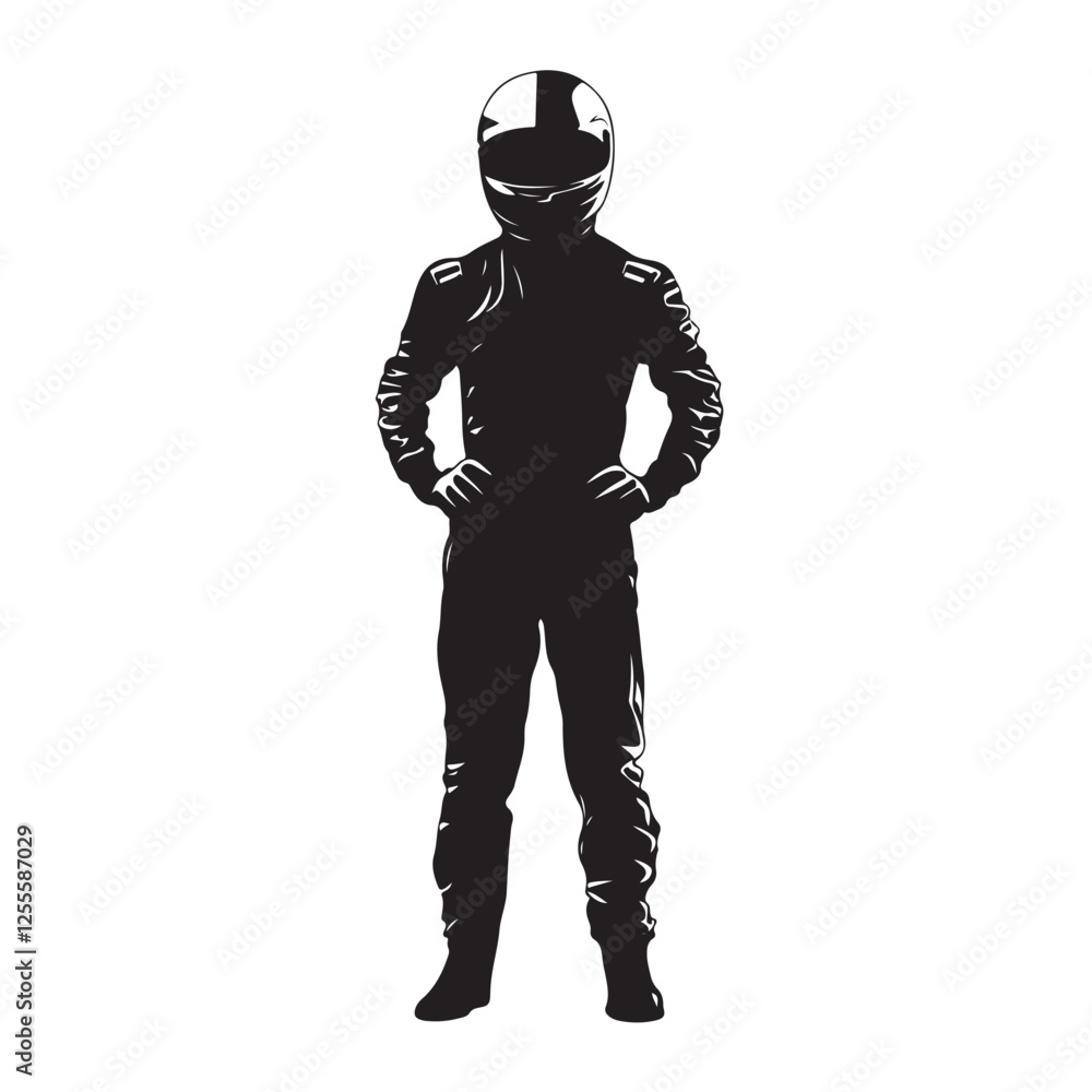 Silhouette of a Racer Standing with Hands Poses - Vector Illustration Silhouette of a Racer Standing with Hands Poses - Vector Illustration