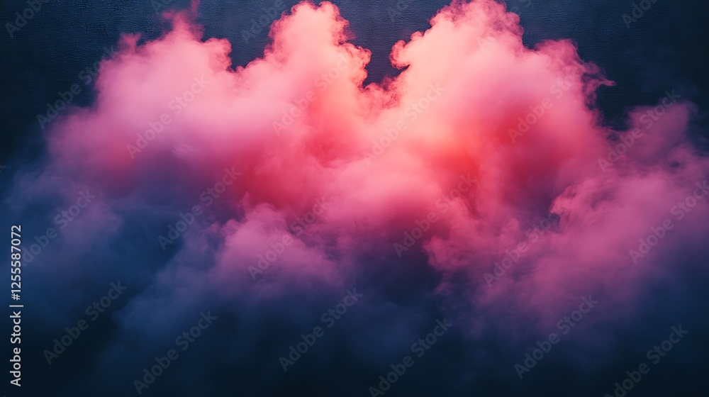 Fototapeta premium Pink and Purple Smoke Clouds Against Dark Background