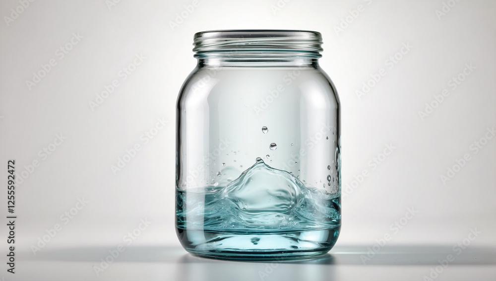 A Glass Jar Filled with Water or Clear Liquid Isolated for Beverage Presentation A Glass Jar Filled with Water or Clear Liquid Isolated for Beverage Presentation