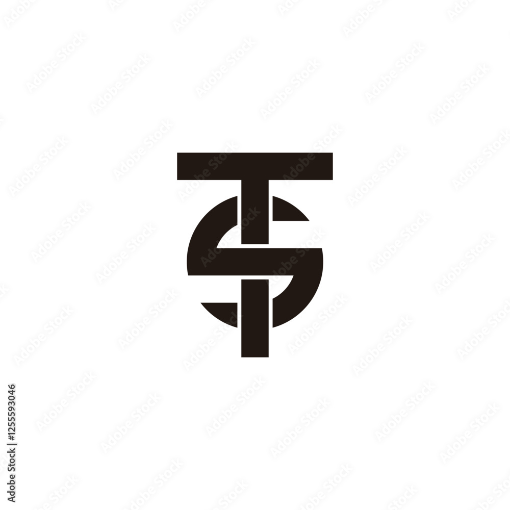 Letter T s circle and square geometric symbol simple logo vector Letter T s circle and square geometric symbol simple logo vector