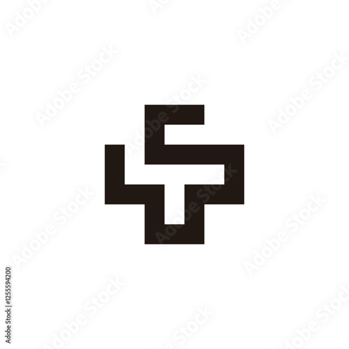 letter S plus, square geometric symbol simple logo vector