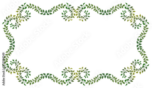 tree branch vine border, leaf stem frame 14 Ionic wave square message border